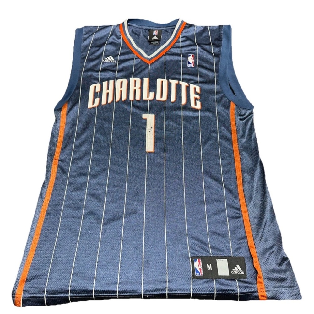 NBA Charlotte Hornets Jackson #1 Jersey Mens M 100% Nylon Mesh Blue Basketball